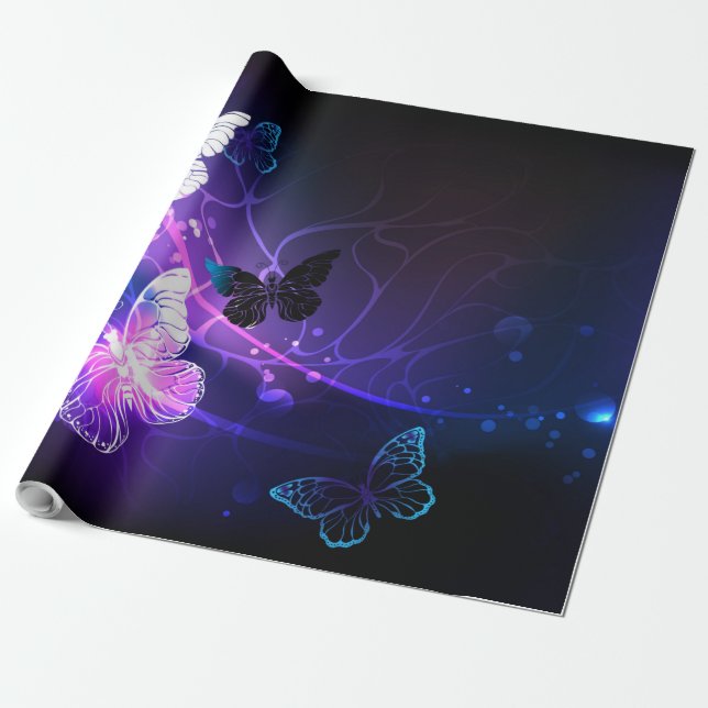 Papel De Regalo Fondo con mariposas nocturnas (Desenrollado)