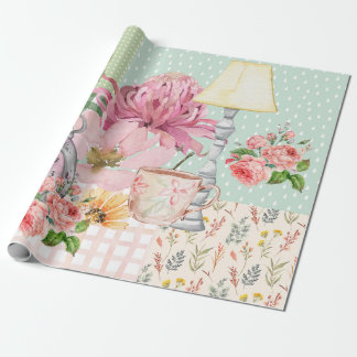 Papel De Regalo Fondo de acuarela pastel Cumpleaños botánico