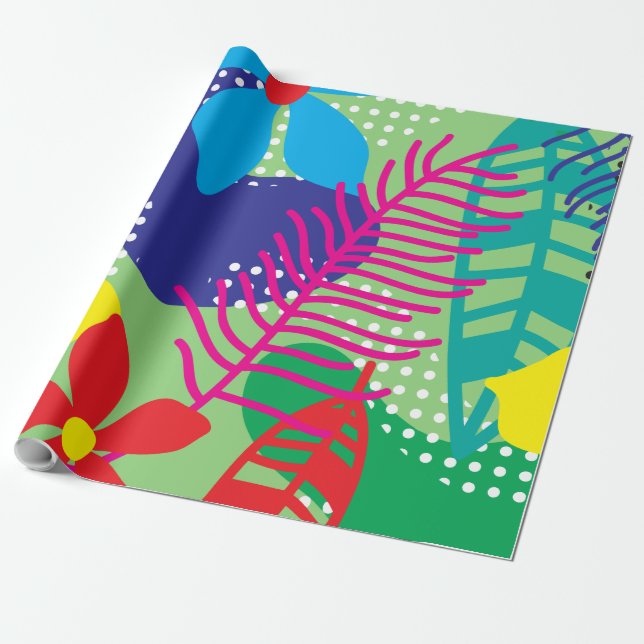 Papel De Regalo Fondo de flores coloridas (Desenrollado)