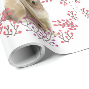 Papel De Regalo Fondo de Flores Redondo Conejo de Pascua