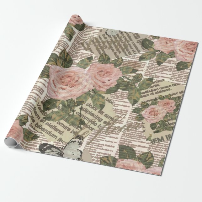 Papel De Regalo Fondo de pantalla de viaje de París. Periódico vin (Desenrollado)