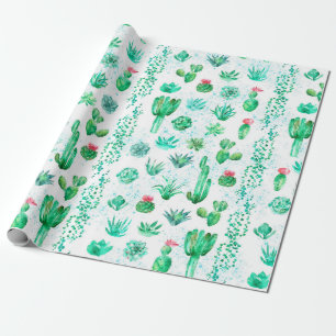 Papel De Regalo Fondo de patrón transparente de acuarela con succu