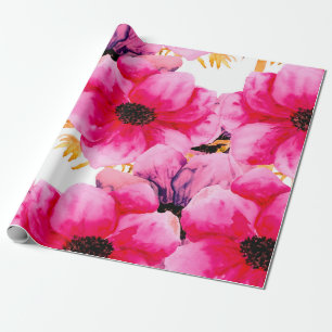 Papel De Regalo Fondo de patrón transparente de flor acuarela, bea