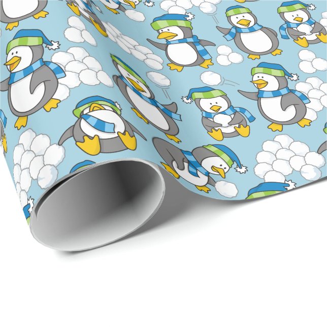 Papel De Regalo Fondo de pequeños pingüinos (Esquina del rollo)