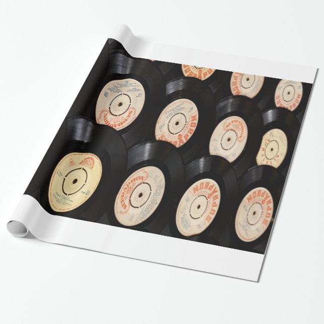 Papel De Regalo Fondo de registros de vinilo (Desenrollado)