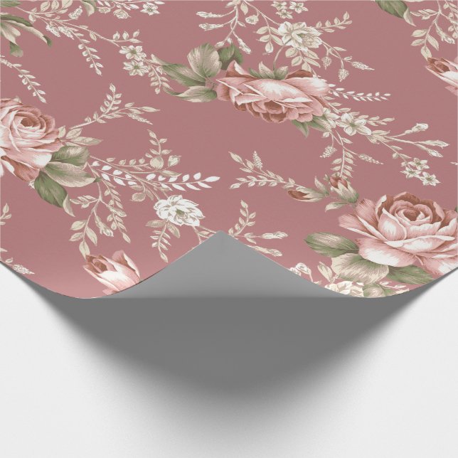 Papel De Regalo Fondo de Rosa de Rubor Rosa-Antiguo (Esquina)