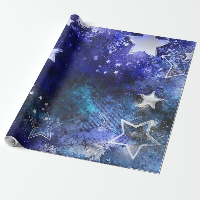 Papel De Regalo Fondo espacial con estrellas (Desenrollado)