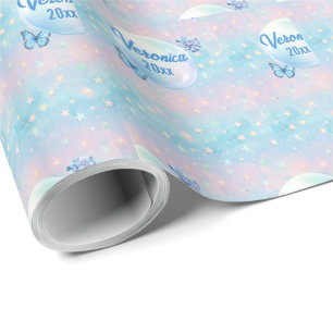 Papel De Regalo Fondo estelar del degradado azul-rosado