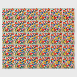 Papel De Regalo Fondo floral abstracto, vibrante,