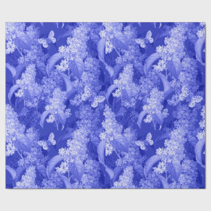 Papel De Regalo Fondo floral azul y mariposas