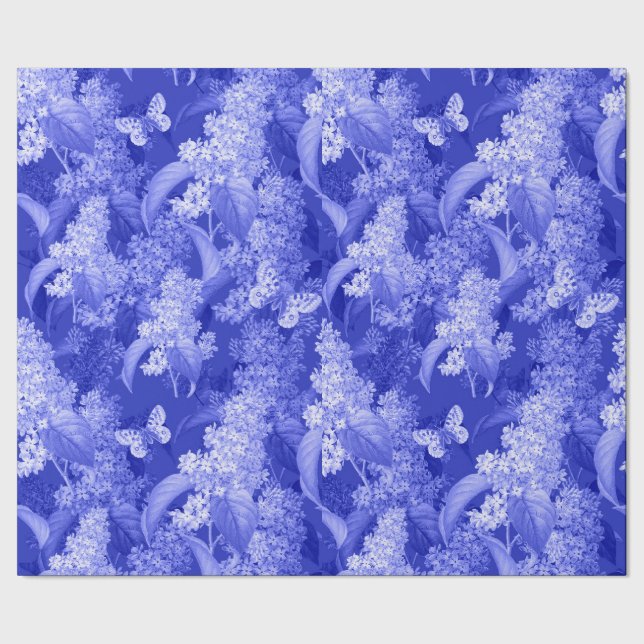 Papel De Regalo Fondo floral azul y mariposas (Costura)
