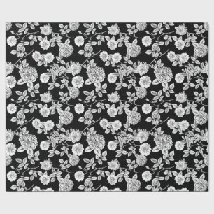 Papel De Regalo Fondo floral blanco del negro el   DIY del vintage