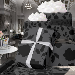 Papel De Regalo Fondo floral del personalizado de Toile del negro