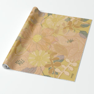 Papel De Regalo Fondo floral violeta de hoja de oro de moda