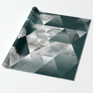 Papel De Regalo fondo geométrico marino abstracto con triángulos,
