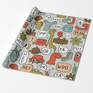 Papel De Regalo fondo inquebrantable con monstruos adorables perso