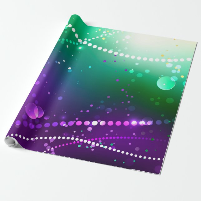Papel De Regalo Fondo morado festivo Mardi Gras (Desenrollado)
