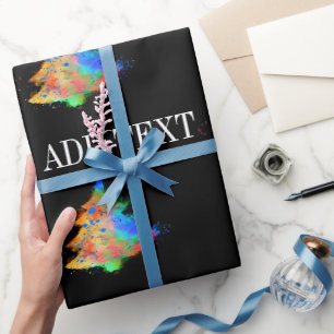 Papel De Regalo Fondo negro con un árbol de Navidad decorado