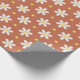 Papel De Regalo Fondo personalizado con patrón de margaritas blanc
