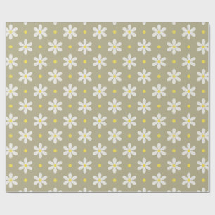 Papel De Regalo Fondo personalizado con patrón de margaritas blanc
