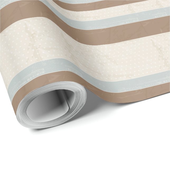 Papel De Regalo Fondo retro de los puntos de polka suave azul beig (Esquina del rollo)