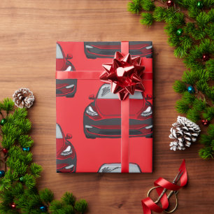 Papel De Regalo Fondo rojo del coche del vehículo eléctrico rojo S