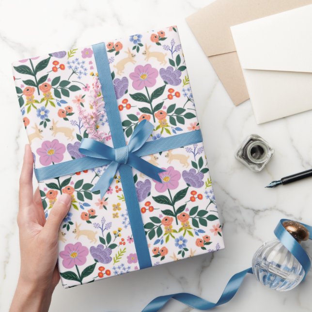 Papel De Regalo Fondo rosa claro floral (Regalar)
