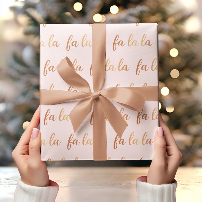 Papel De Regalo Fondo rosa con el oro Fa La La (Subido por el creador)
