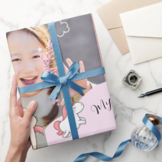 Papel De Regalo Fondo rosa y chica dulce