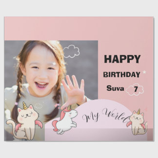Papel De Regalo Fondo rosa y niña dulce