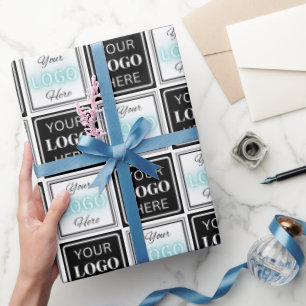 Papel De Regalo Fondo Simple Blanco para Evento de Dos Logotipos