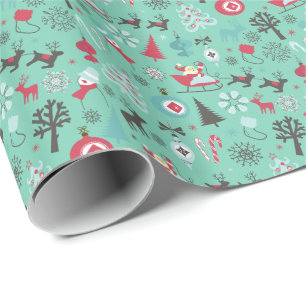 Papel De Regalo Fondo verde del patrón de símbolo de navidades