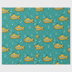 Papel De Regalo Fondo verde Verde azulado submarino amarillo