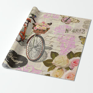 Papel De Regalo Fondo vintage sin inconvenientes con rosas, maripo