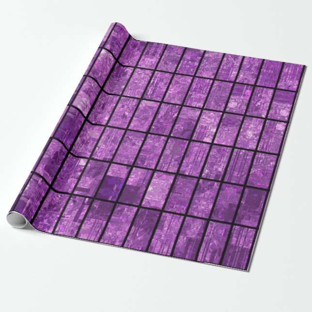 Papel De Regalo Fondo violeta de mosaico abstracto brillante con g (Desenrollado)
