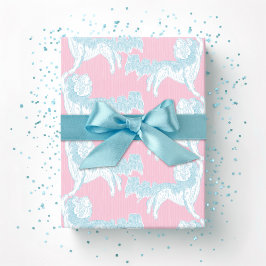 Papel De Regalo Foo Dog Waltz in Pink and Aqua