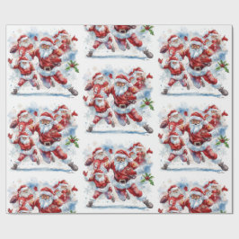 Papel De Regalo Football Christmas with Santa Claus