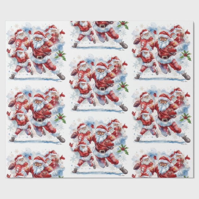Papel De Regalo Football Christmas with Santa Claus (Superficie plana)
