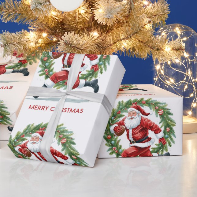 Papel De Regalo Football Christmas with Santa Claus (Vacaciones)