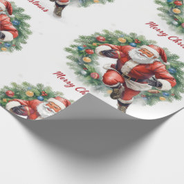 Papel De Regalo Football Christmas with Santa Claus