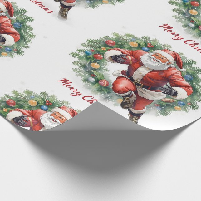 Papel De Regalo Football Christmas with Santa Claus (Esquina)