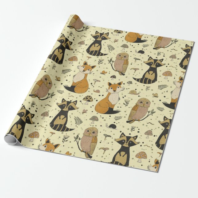 Papel De Regalo Forest Animals (Desenrollado)