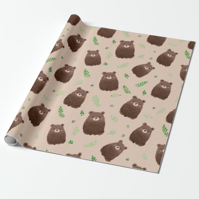 Papel De Regalo Forest Bear Spring Gift Wrap (Desenrollado)