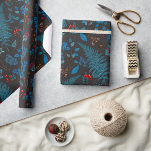 Papel De Regalo Forest berries, leaves and bugs 1