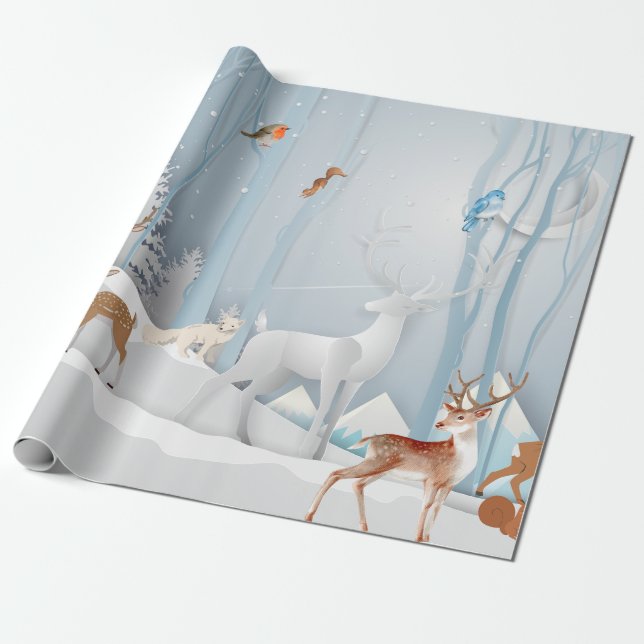 Papel De Regalo Forest Winter Wonderland (Desenrollado)