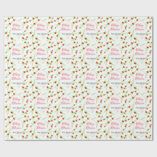Papel De Regalo Forma de arco flor de cerezo roja verde baby showe