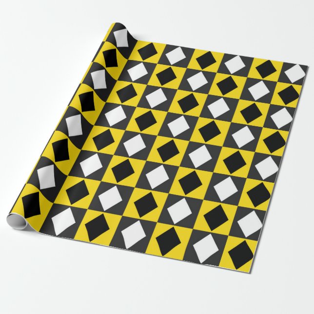 Papel De Regalo Forma de diamante Rhombus blanco amarillo (Desenrollado)