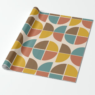 Papel De Regalo Formas abstractas de mediados de siglo en mostaza 