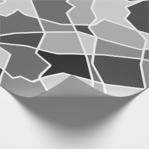 Papel De Regalo Formas aleatorias de contraste geométrico monocrom