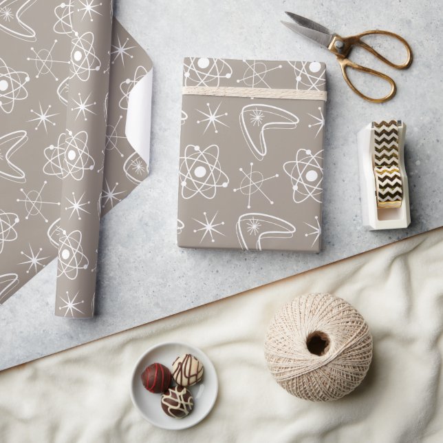 Papel De Regalo Formas Atómicas Navidad Moderno de Mitad de Siglo  (Artesanía)